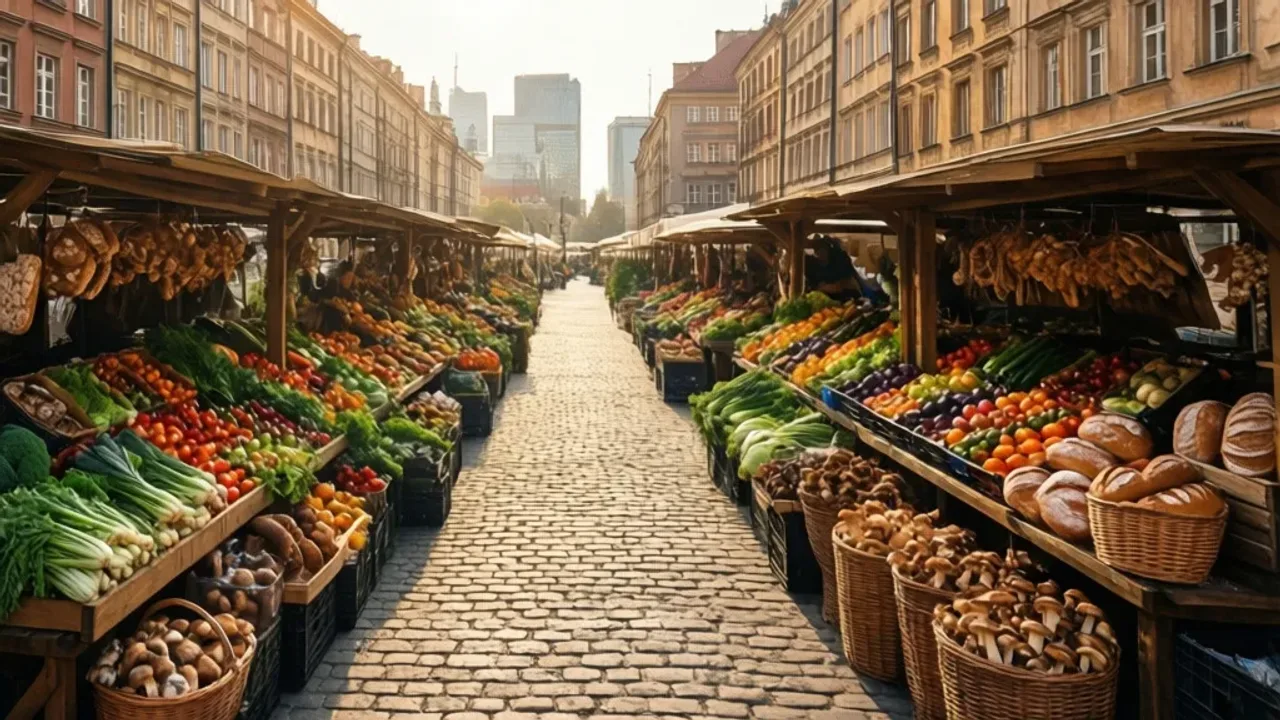Bazarek Warszawa: Warszawski bazarek i bazary ze świeże produkty Stragany ze świeżymi produktami na bazarek warszawa w otoczeniu zabytkowej architektury stolicy.