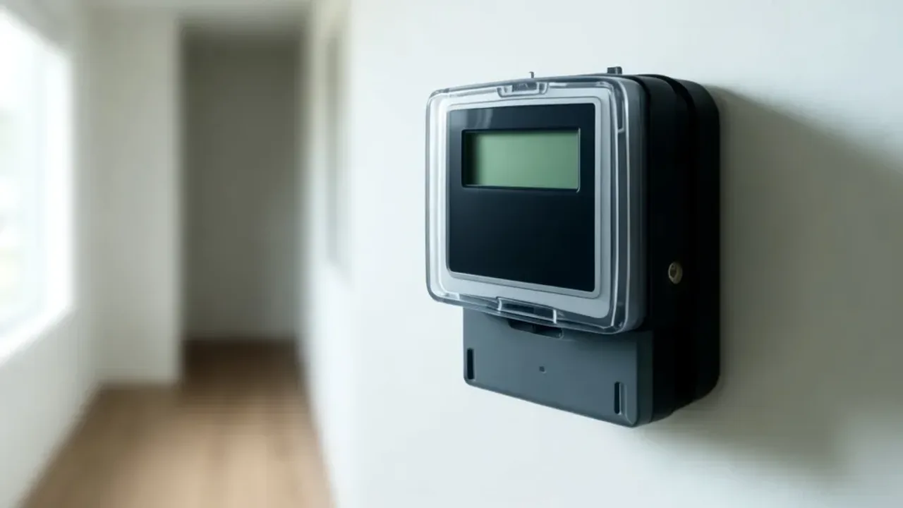 Ile kosztuje przepisanie licznika prądu? Procedura i protokół online Nowoczesny licznik energii elektrycznej z dokumentami niezbędnymi, gdy sprawdzasz ile kosztuje przepisanie licznika prądu.