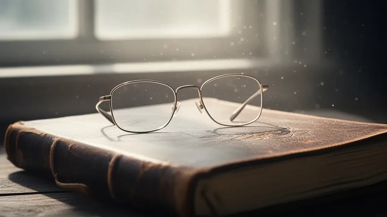 Sennik okulary: interpretacja snu o okularach i znaczenie snów Stylowe okulary leżące na otwartym senniku, sennik okulary jako symbol analizy marzeń sennych.
