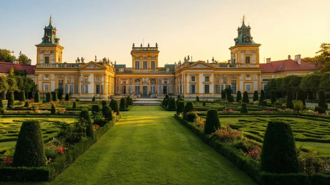 Wilanów: Dzielnica i Muzeum Pałacu Króla Jana III w Wilanowie Widok na Muzeum Pałacu Króla Jana III w Wilanowie oraz zabytkowe ogrody w dzielnicy Wilanów.